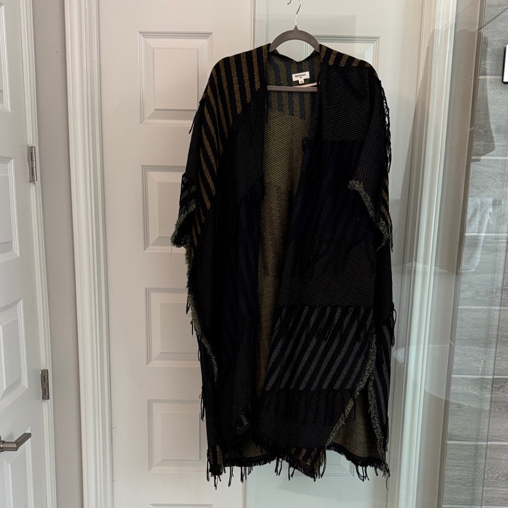 Striped Black and Brown Poncho